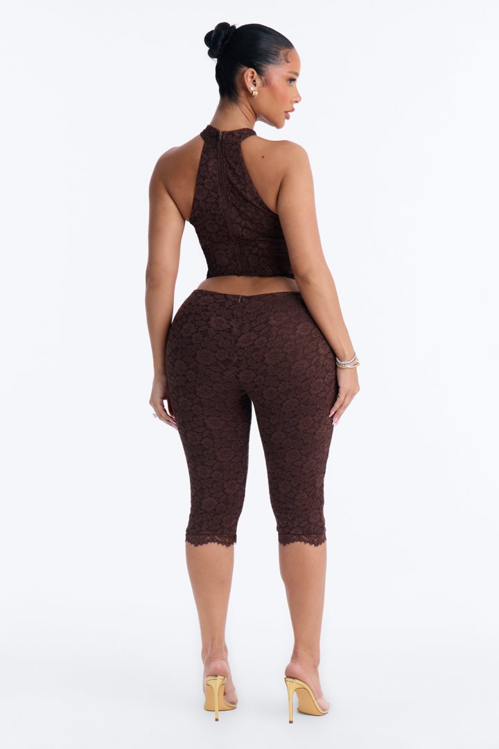 Sweet Lace Capri Set - Chocolate