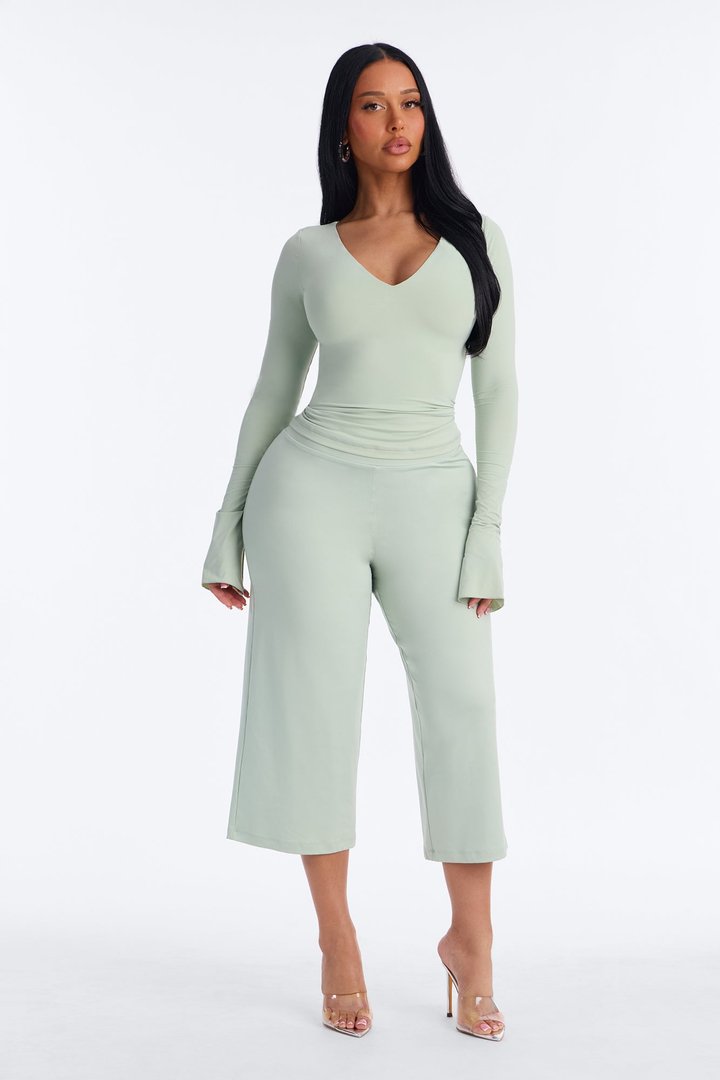 Second Skin Deep U Neck Long Sleeve Top - Mint