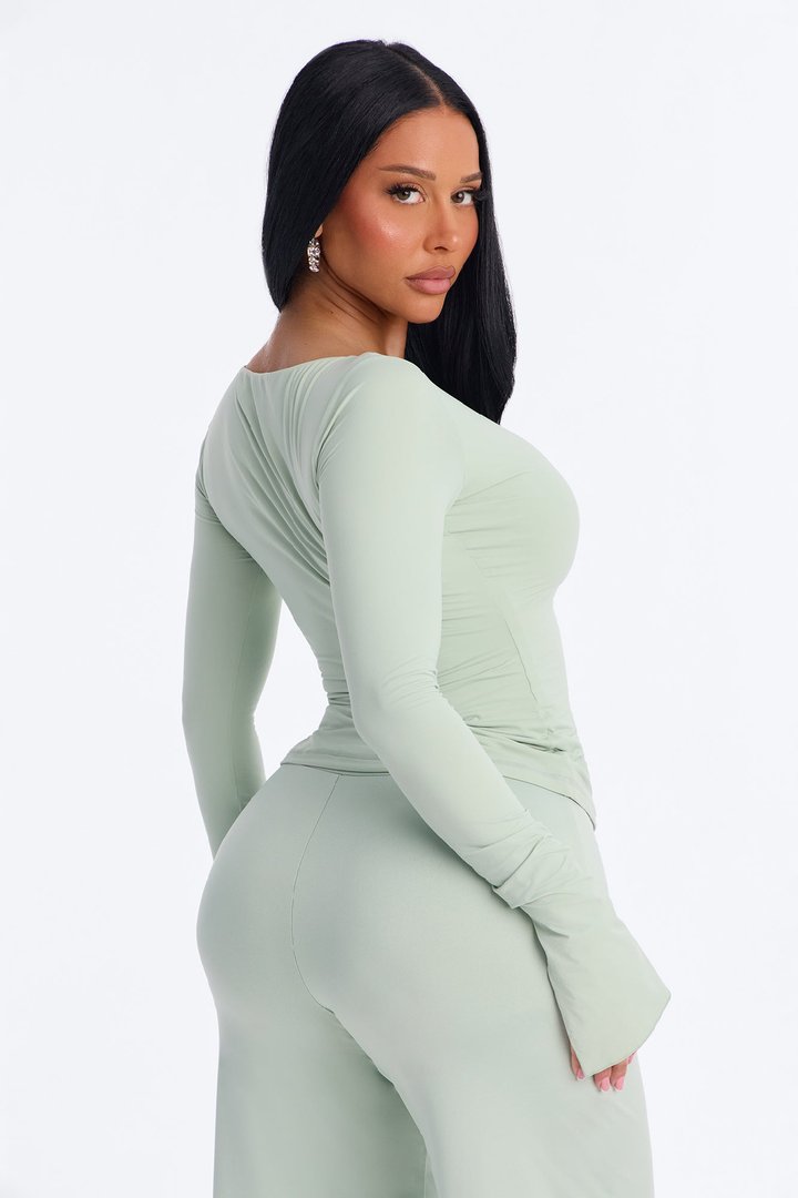 Second Skin Deep U Neck Long Sleeve Top - Mint