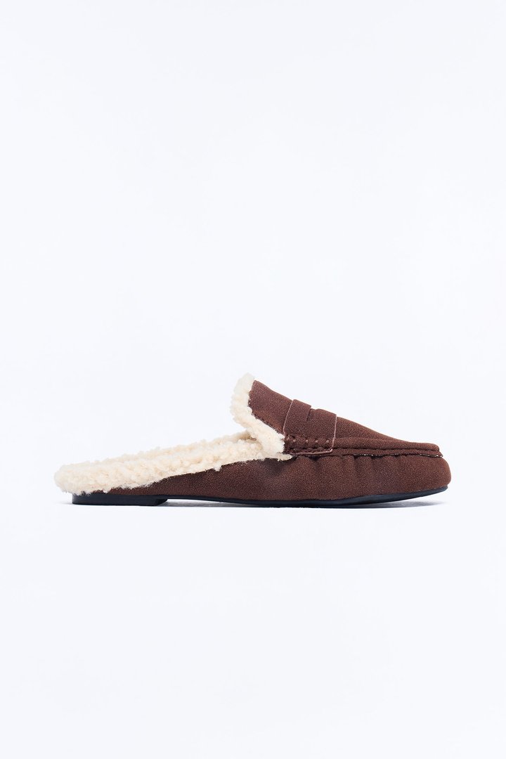 Romina Faux Fur Loafer Slides - Chocolate