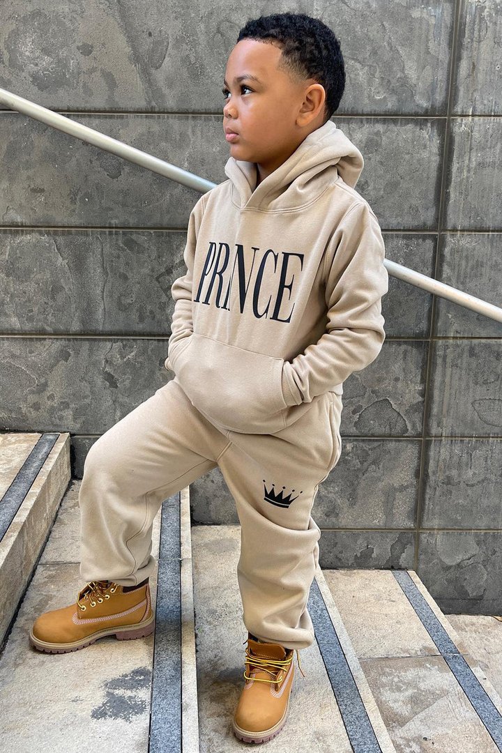 Family Goals Mini Prince Hoodie - Taupe