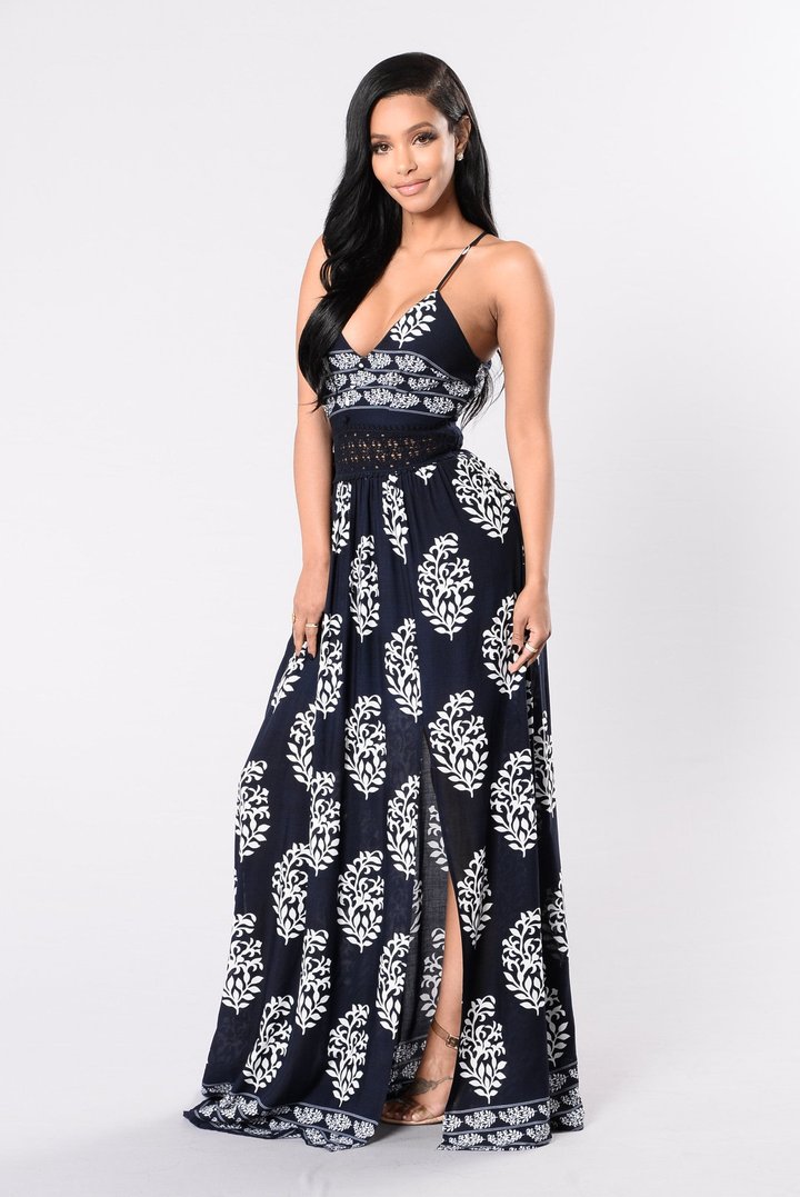 Holy Slit Dress - Navy