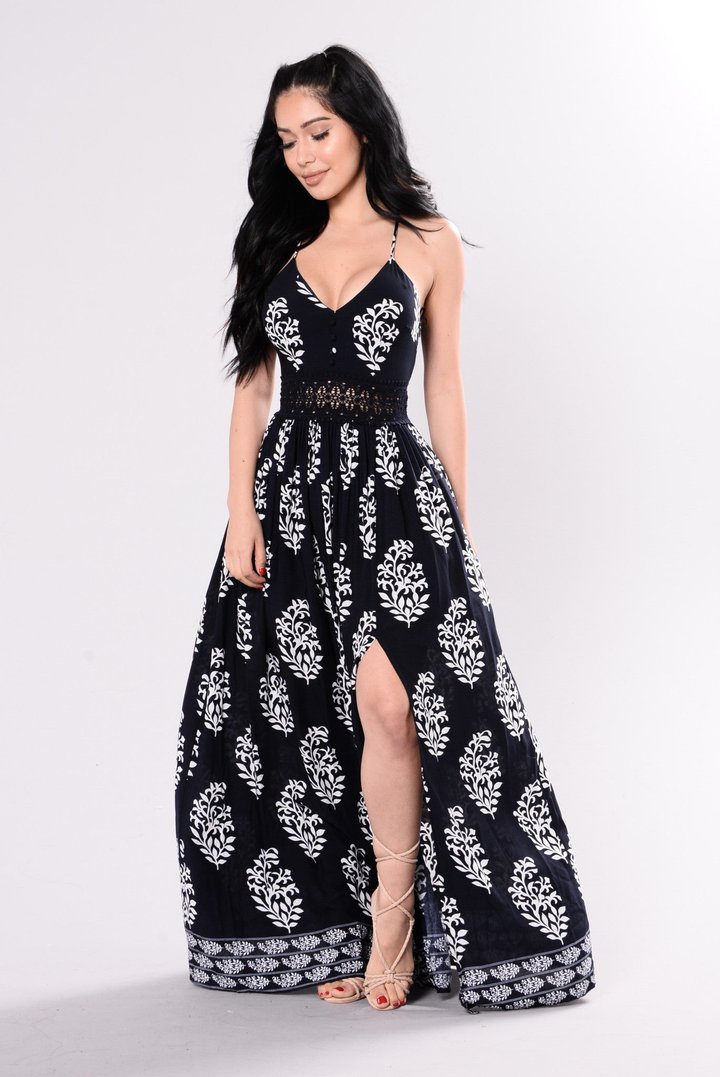 Holy Slit Dress - Navy