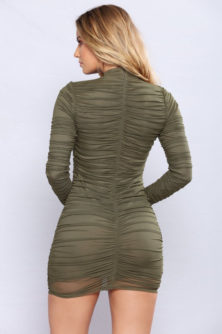 Paparazzi Ruched Dress - Olive