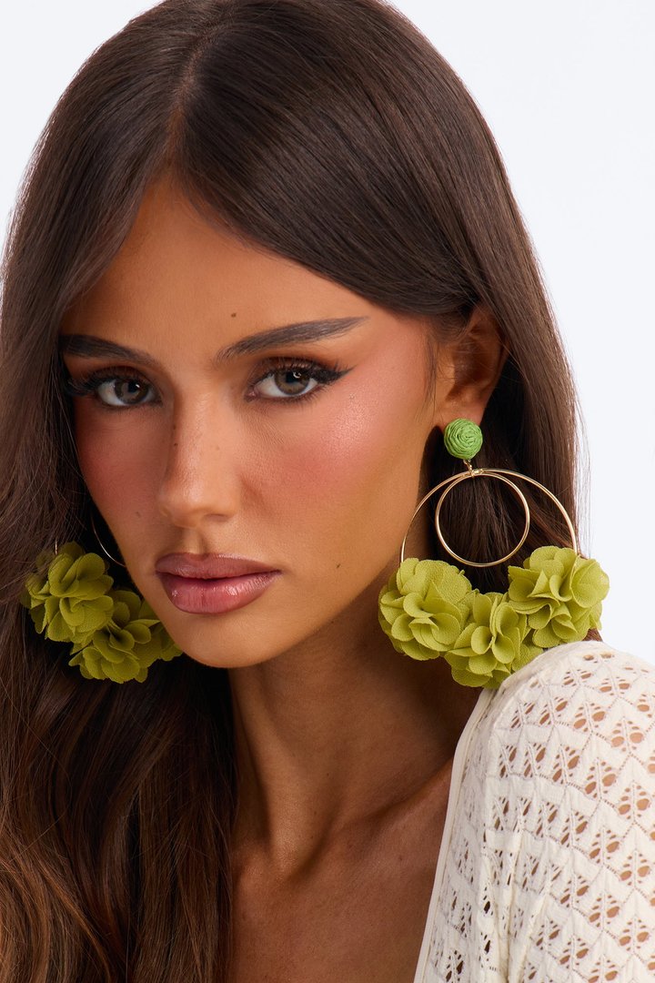 Had Me At Hello Hoop Earrings - Gold/Green