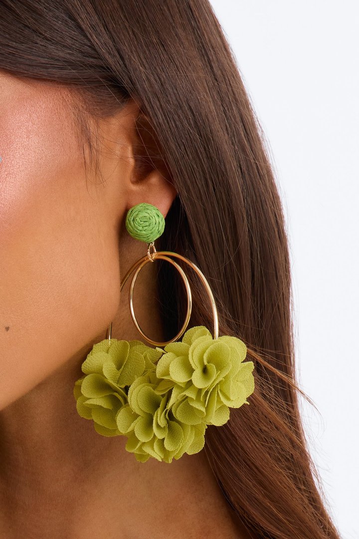 Had Me At Hello Hoop Earrings - Gold/Green