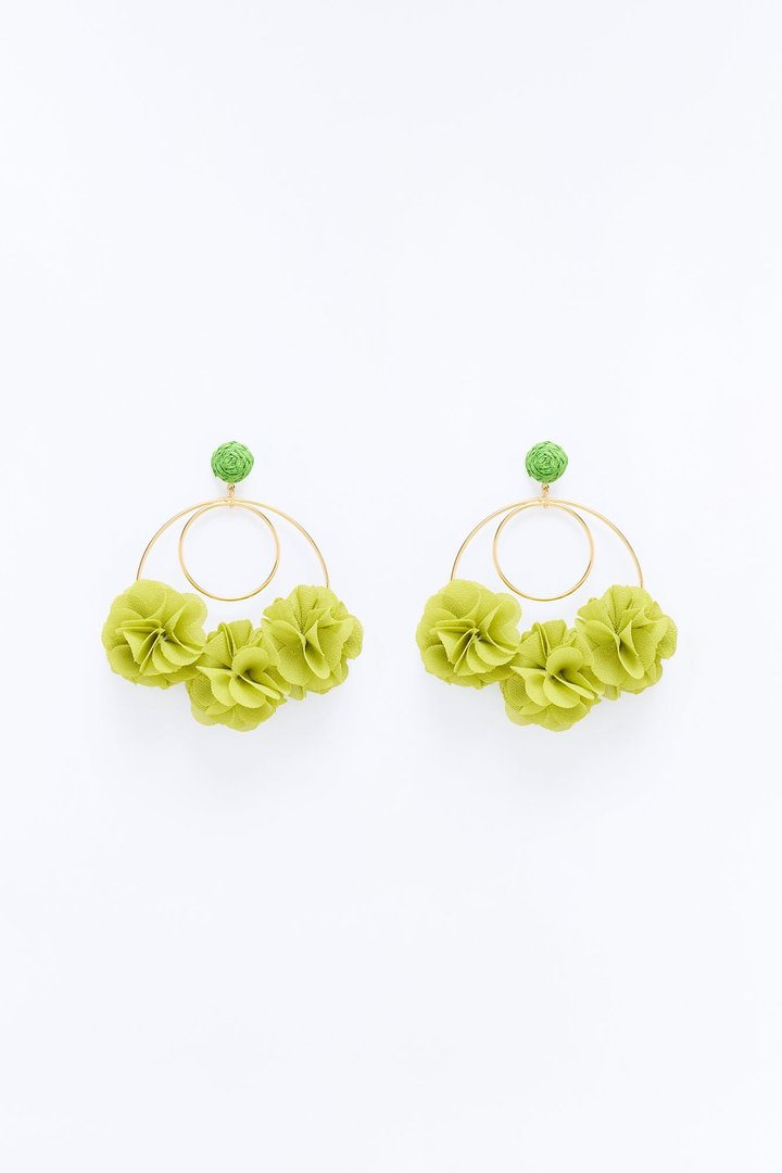Had Me At Hello Hoop Earrings - Gold/Green