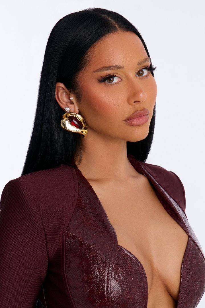 Kind Soul Jeweled Drop Earrings - Burgundy/combo