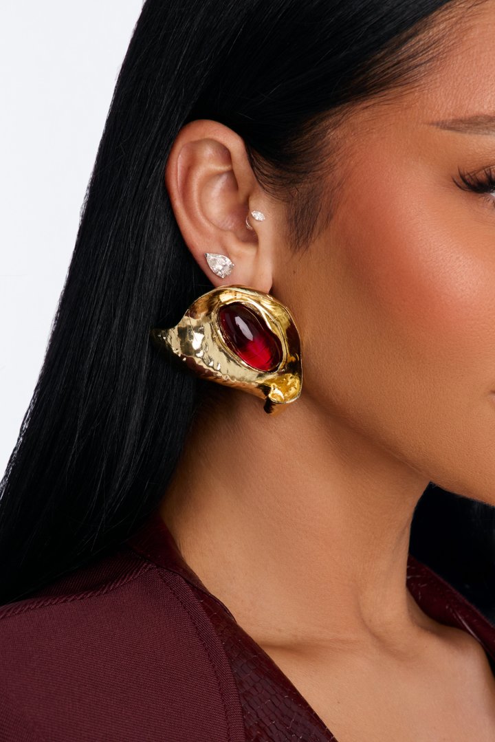 Kind Soul Jeweled Drop Earrings - Burgundy/combo
