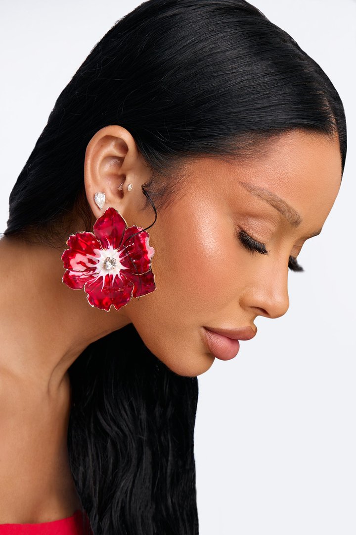 Fluerish Flor Drop Earrings - Red