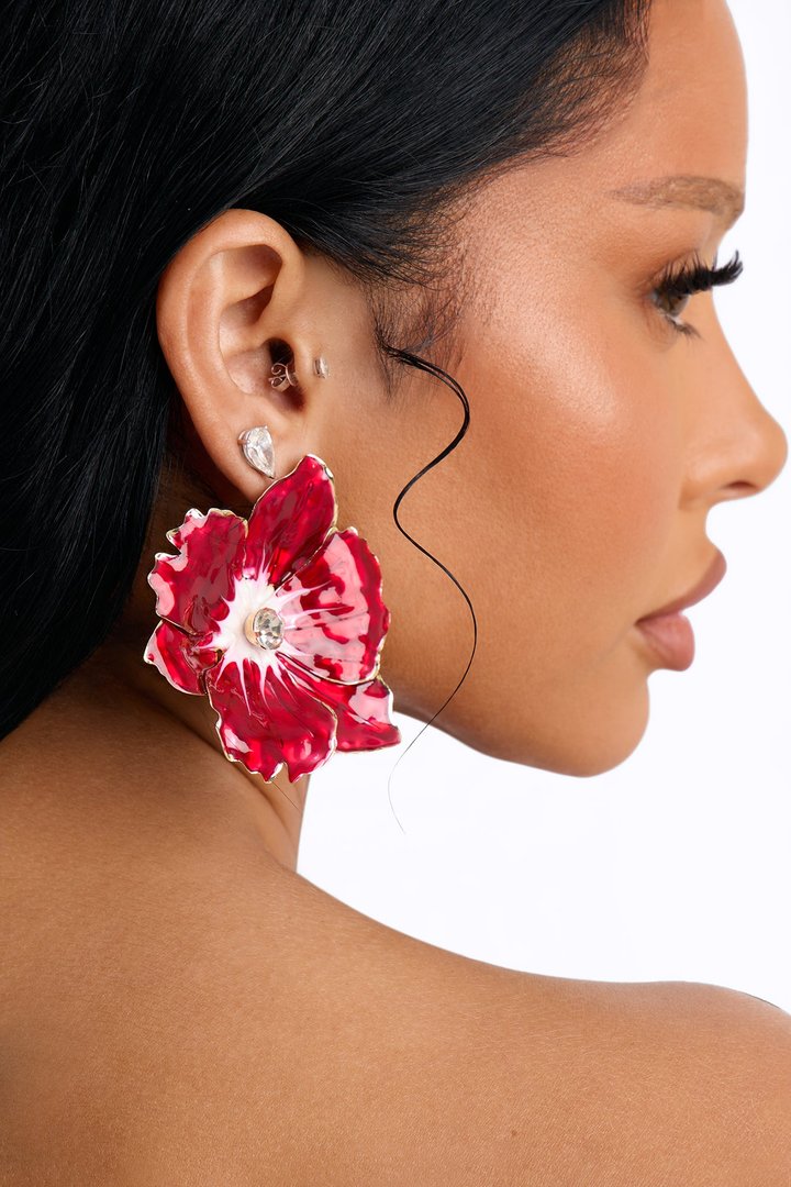 Fluerish Flor Drop Earrings - Red