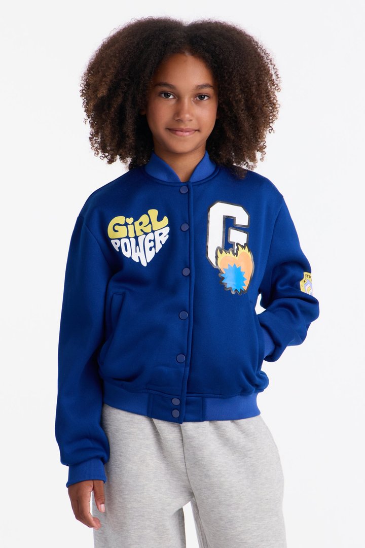 Mini Girl Power Forever Bomber Jacket - Navy