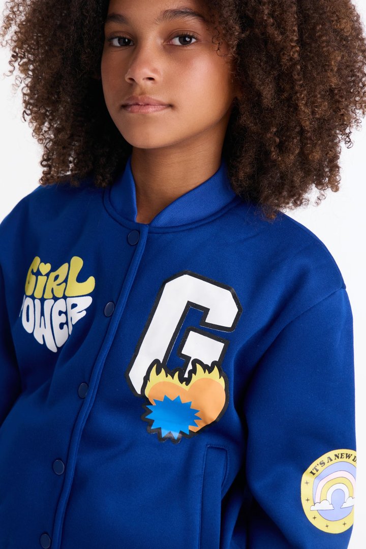 Mini Girl Power Forever Bomber Jacket - Navy