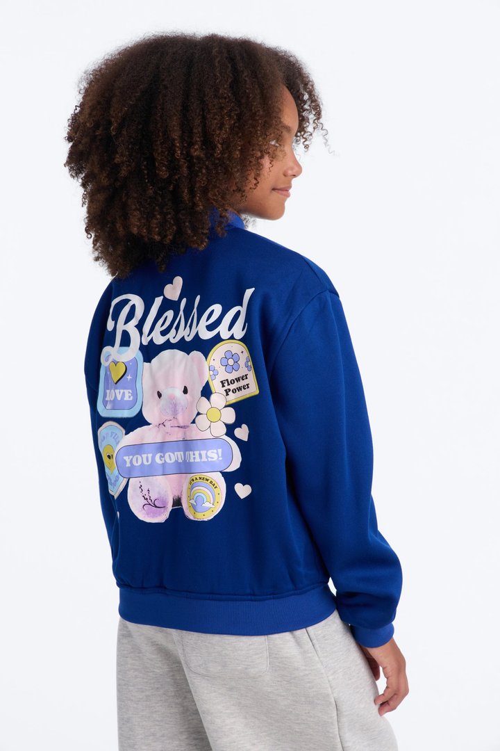 Mini Girl Power Forever Bomber Jacket - Navy
