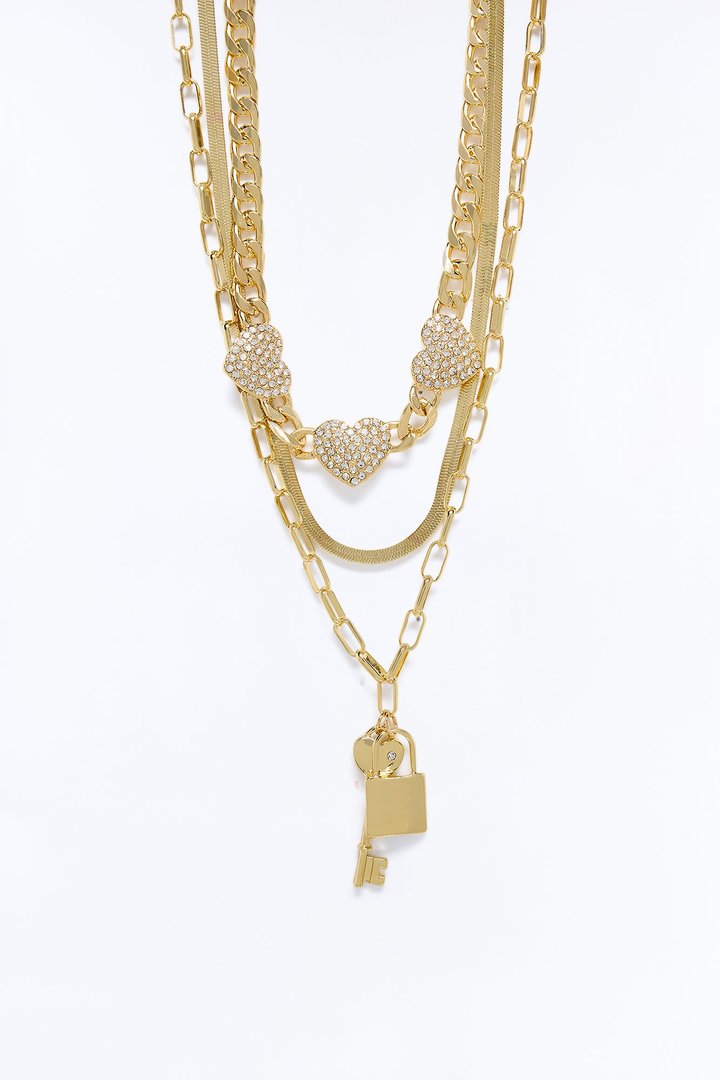 Locked Out Of Love Layered Necklace - Gold