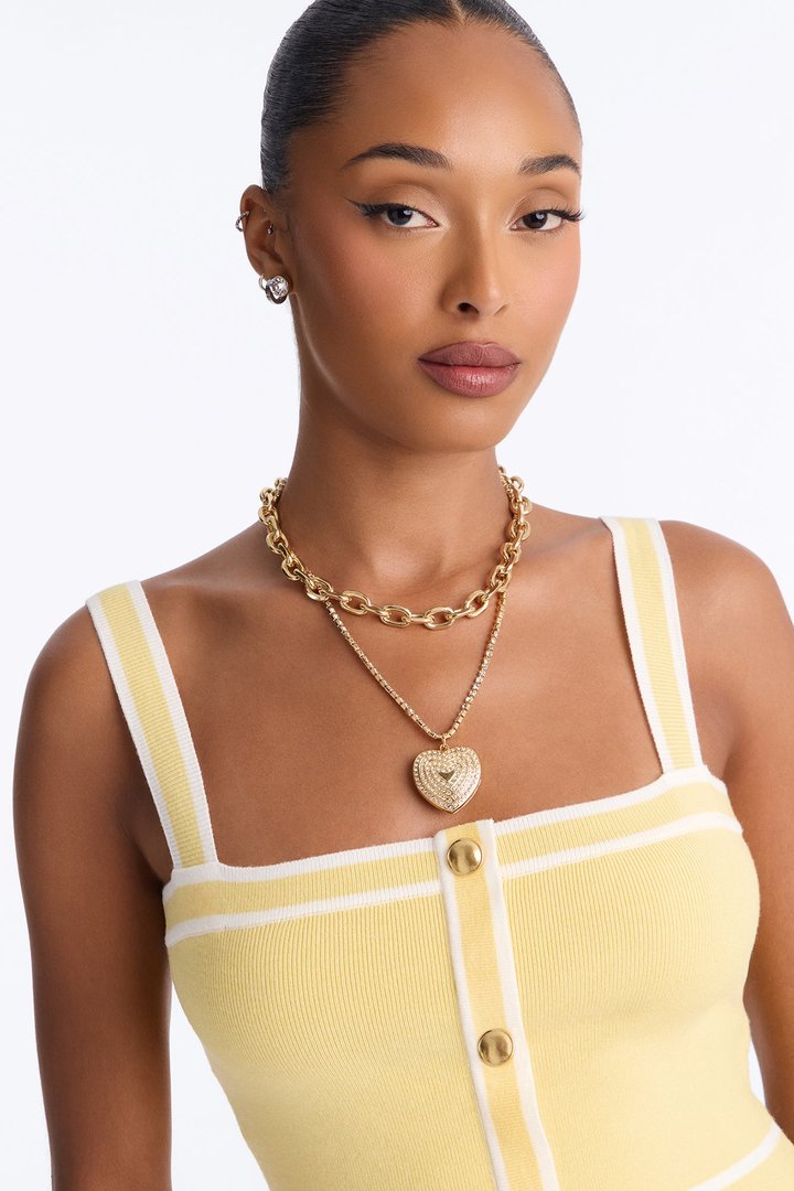 Bubble Heart Layered Necklace - Gold
