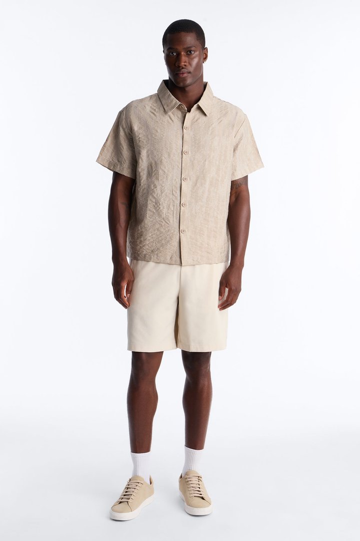 Savanna Textured Button Up Shirt - Oatmeal