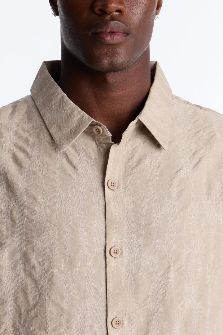Savanna Textured Button Up Shirt - Oatmeal