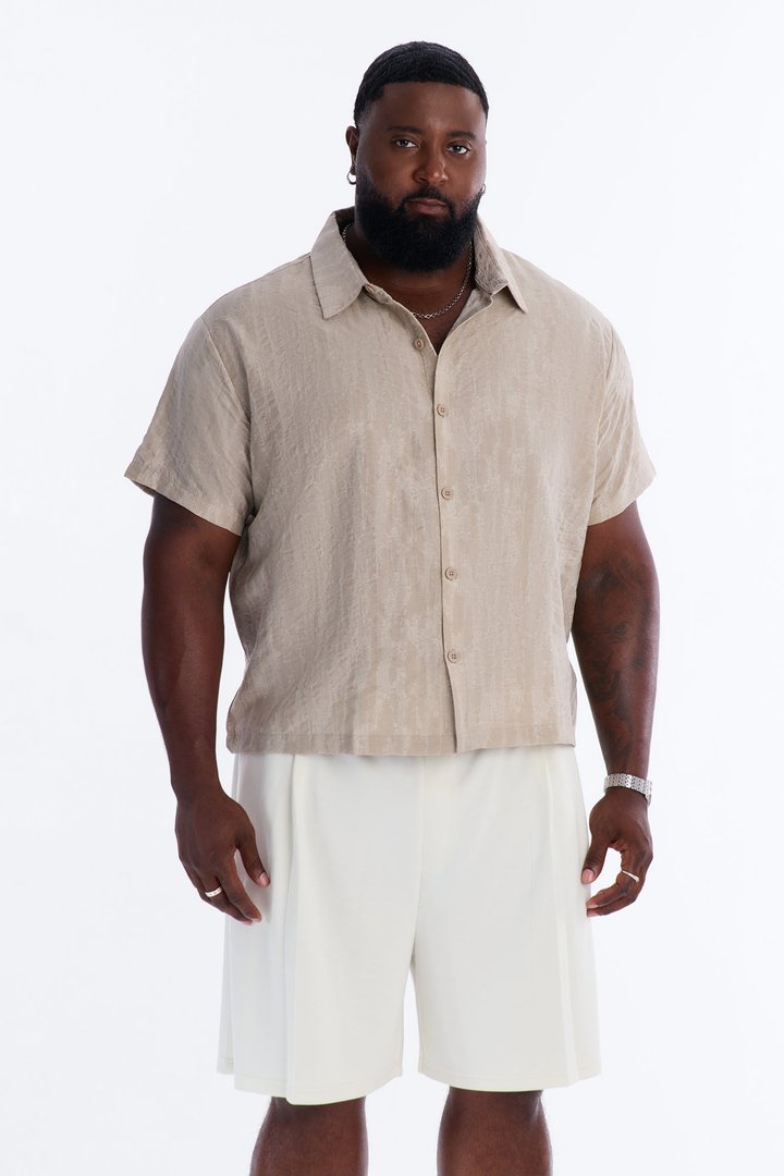 Savanna Textured Button Up Shirt - Oatmeal