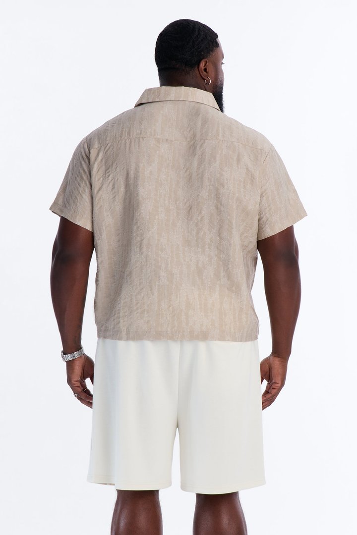 Savanna Textured Button Up Shirt - Oatmeal