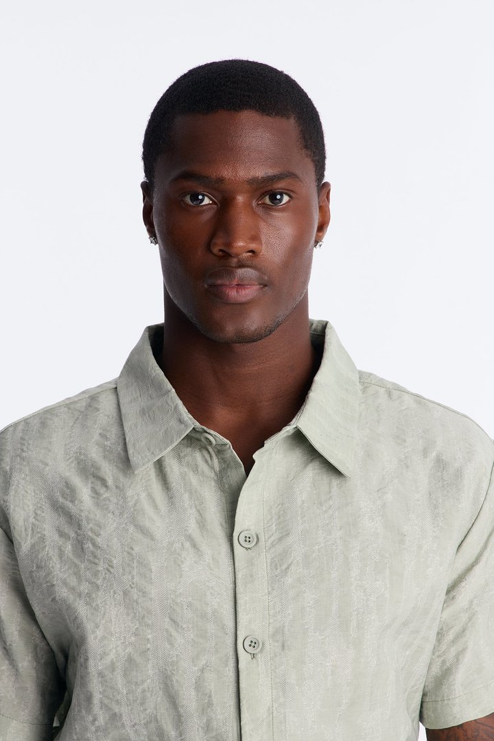 Savanna Textured Button Up Shirt - Sage