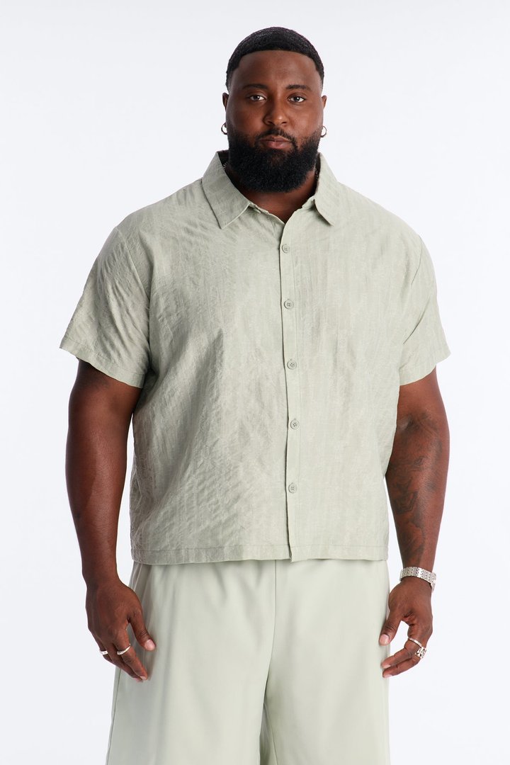 Savanna Textured Button Up Shirt - Sage