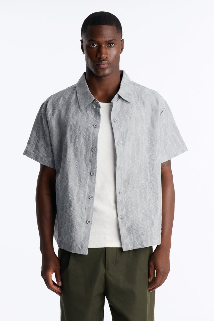 Savanna Textured Button Up Shirt - SlateBlue