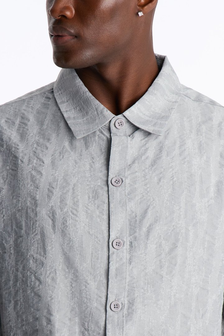 Savanna Textured Button Up Shirt - SlateBlue