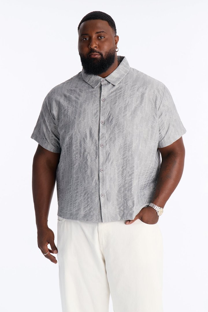 Savanna Textured Button Up Shirt - SlateBlue