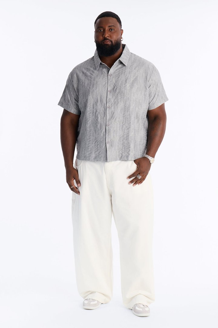 Savanna Textured Button Up Shirt - SlateBlue