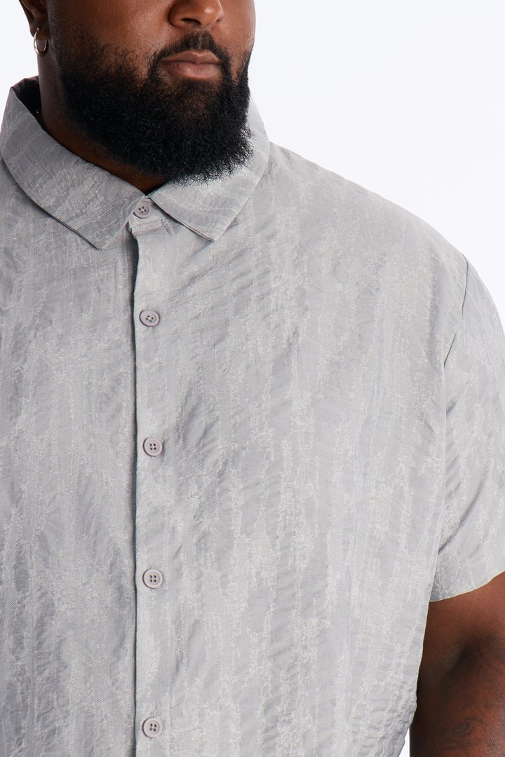 Savanna Textured Button Up Shirt - SlateBlue