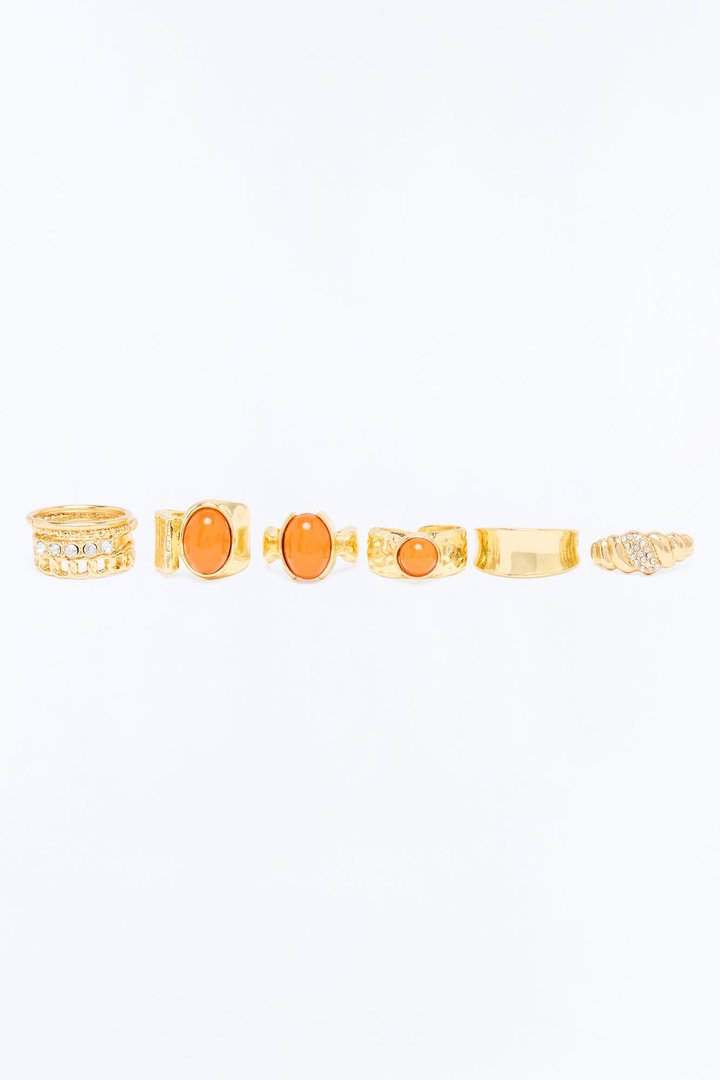 Imperial Gem 9 Piece Ring Set - Gold/combo