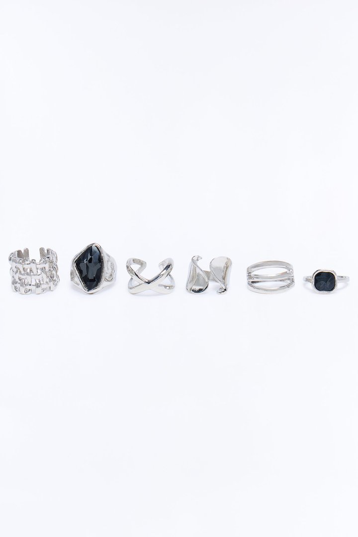 Memory Of You 6 Piece Ring Set - Silver