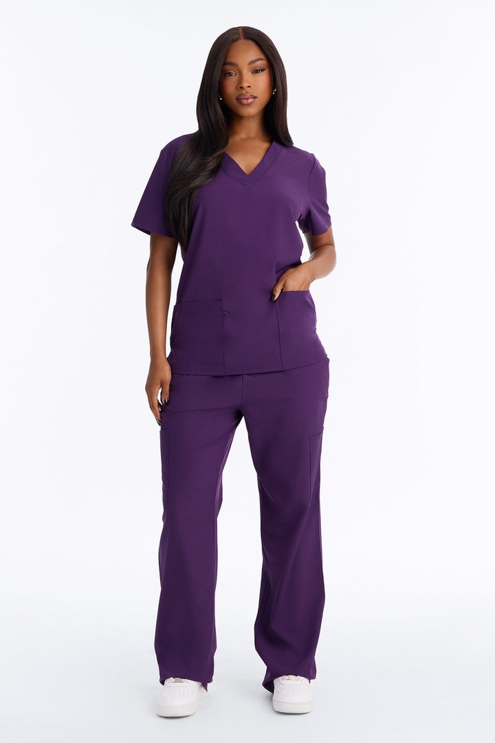 On Call Stretch Uniform Scrub Set - Eggplant