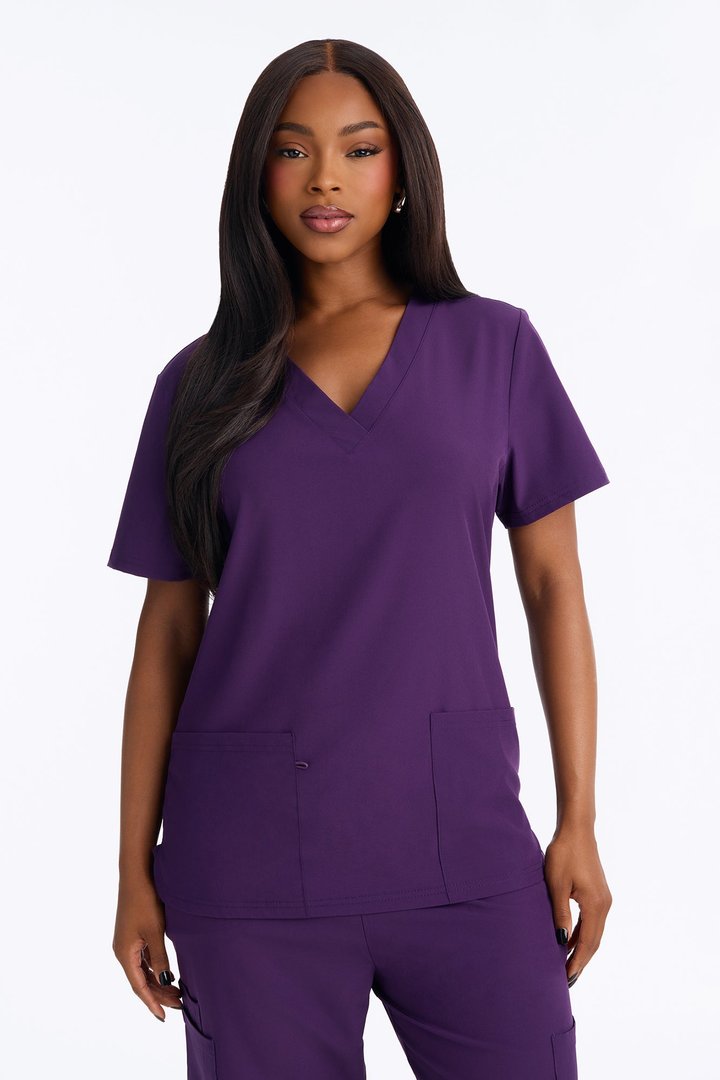On Call Stretch Uniform Scrub Set - Eggplant