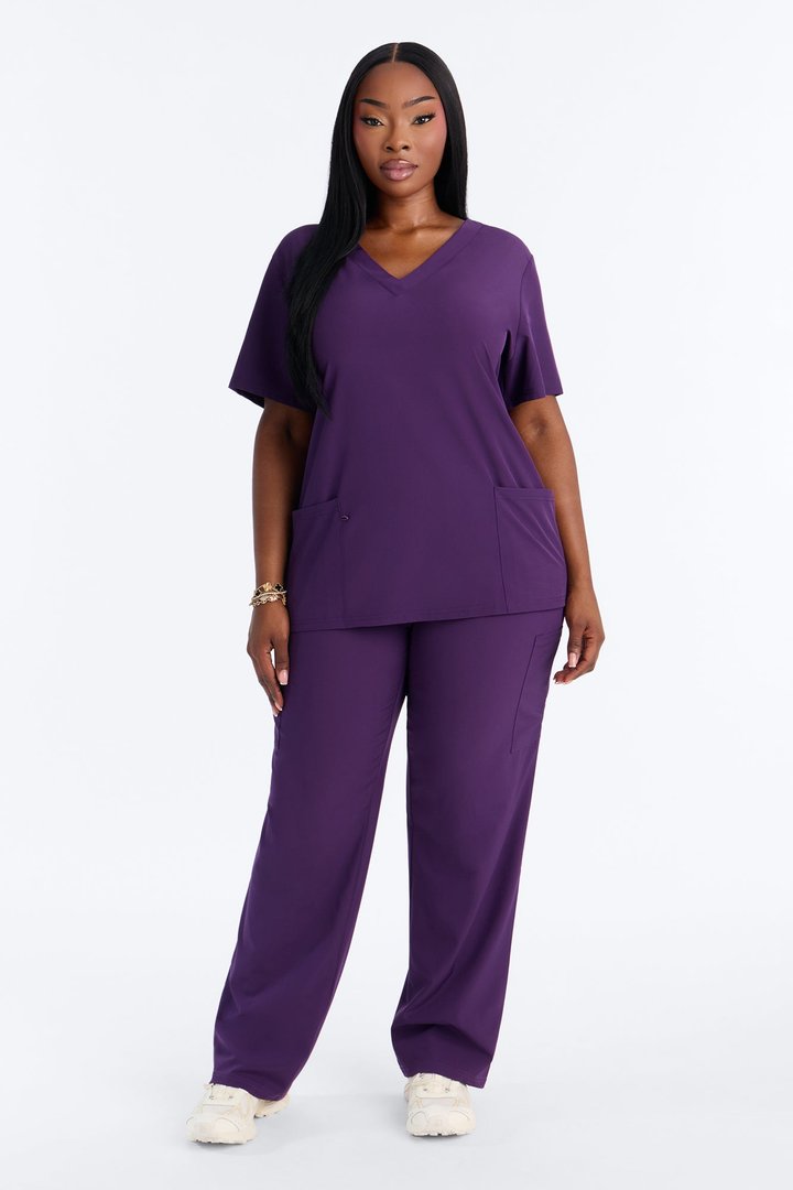 On Call Stretch Uniform Scrub Set - Eggplant