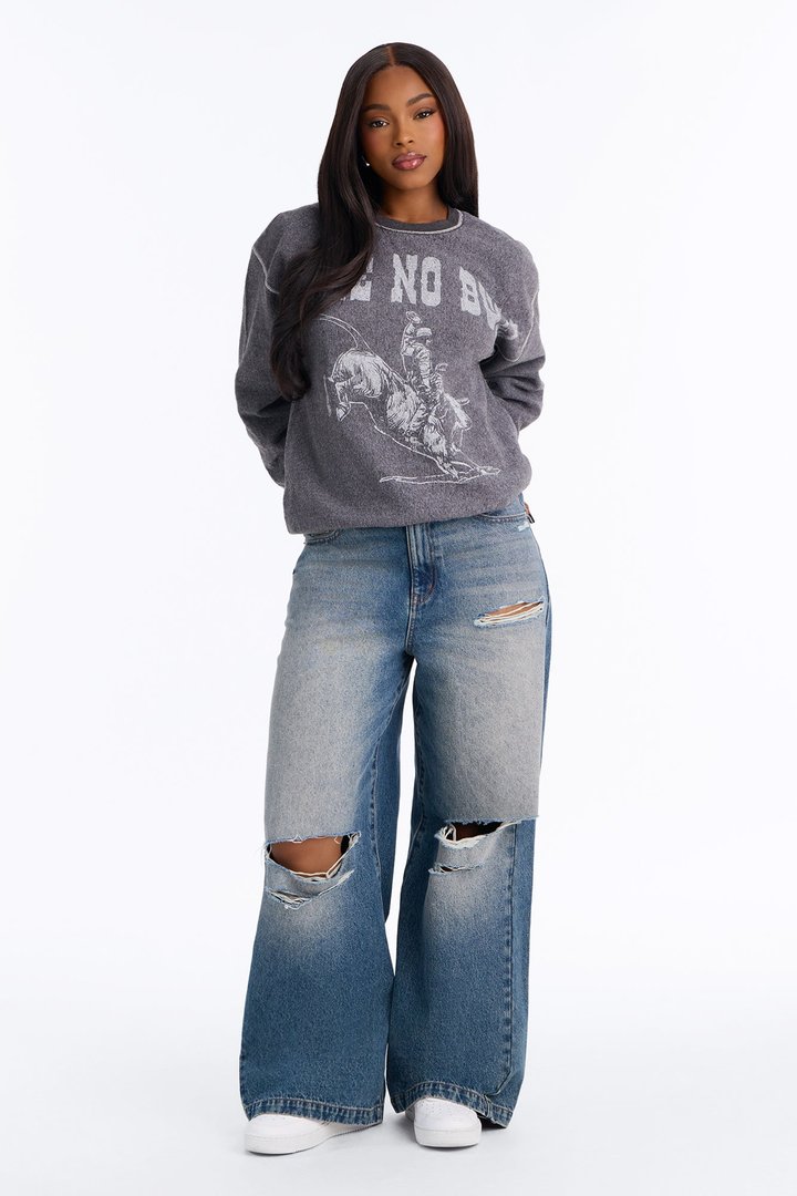 Take No Bull Reverse Fleece Sweatshirt - Black Wash