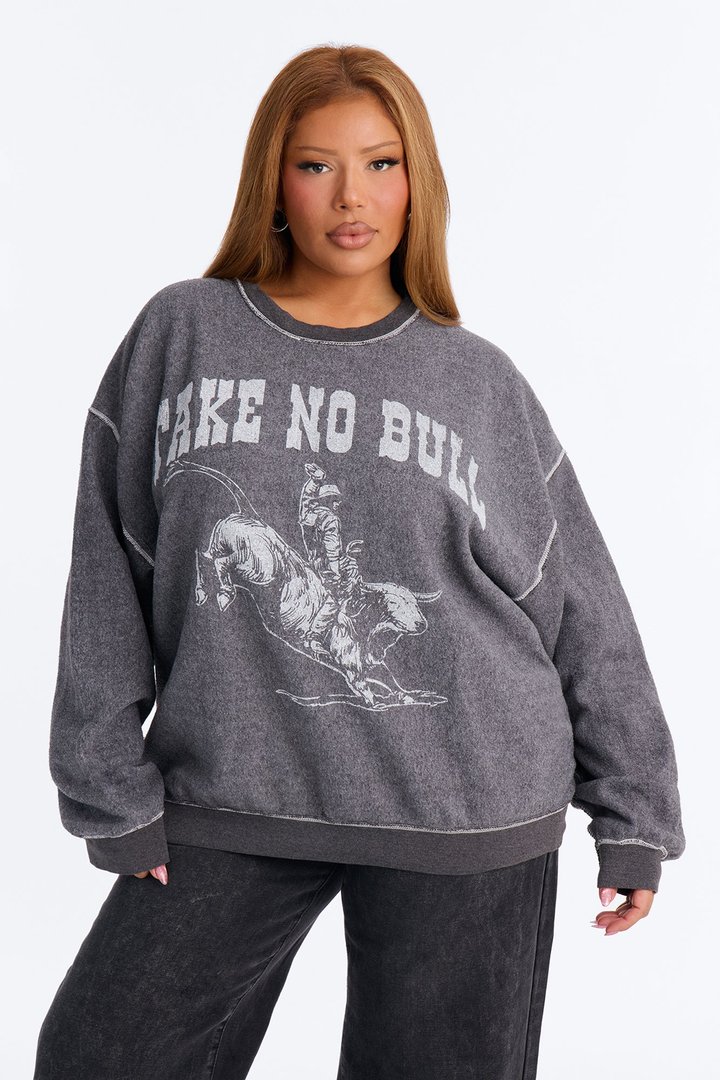 Take No Bull Reverse Fleece Sweatshirt - Black Wash