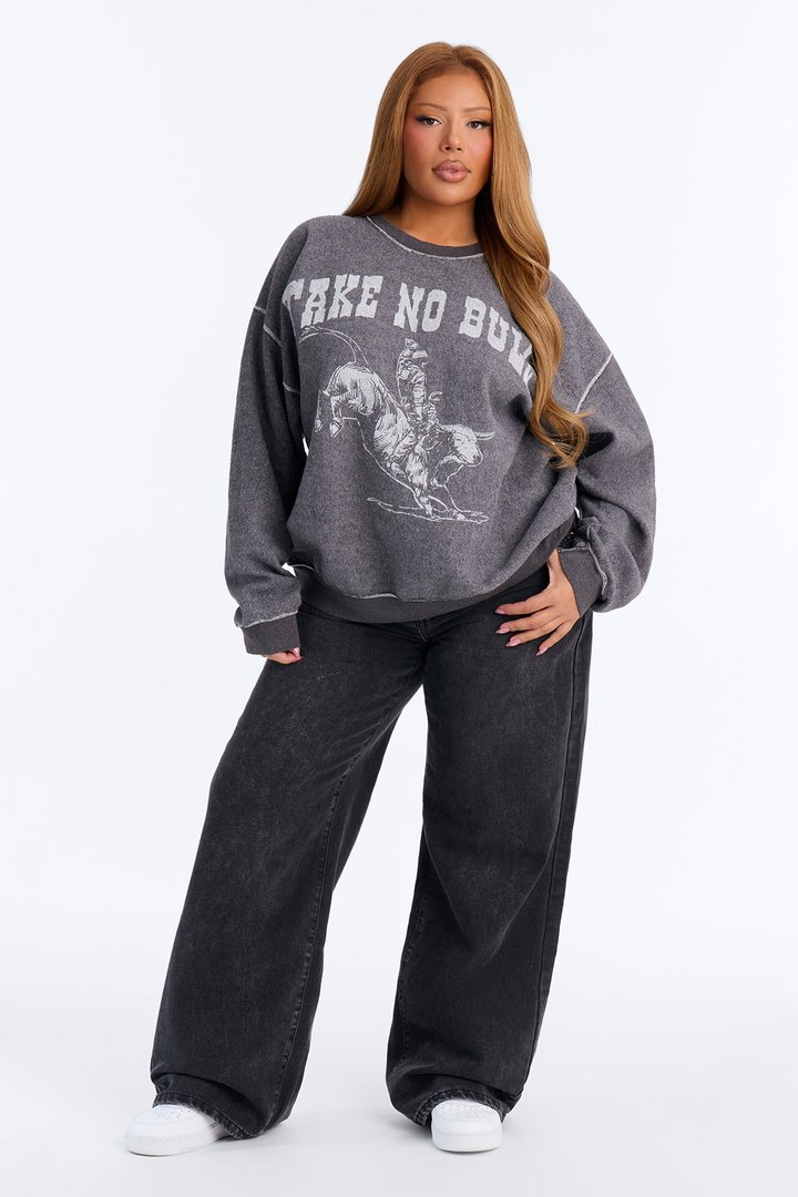 Take No Bull Reverse Fleece Sweatshirt - Black Wash