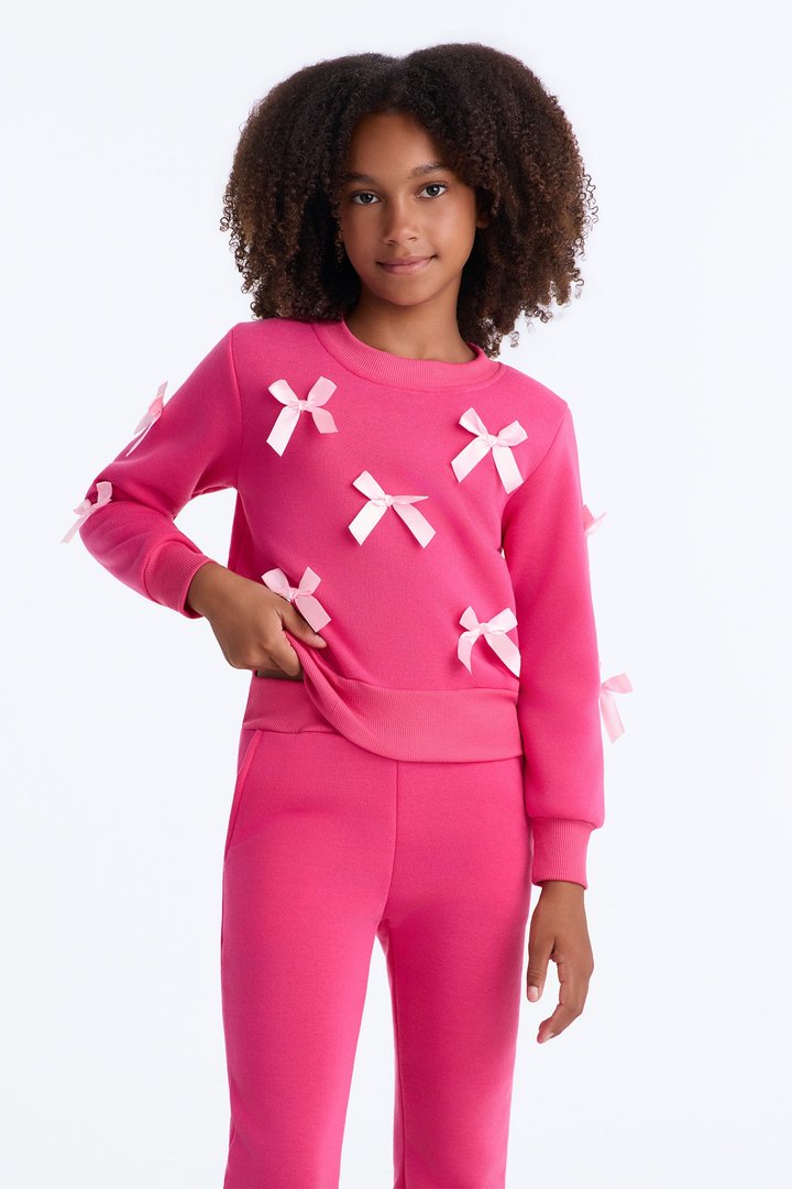 Mini Simply The Prettiest Sweatshirt And Pant Set - Hot Pink
