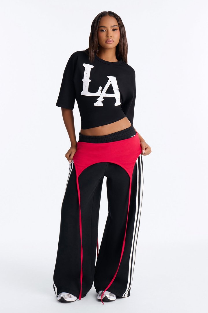 LA Urban Style Cinched Waist Tee - Black