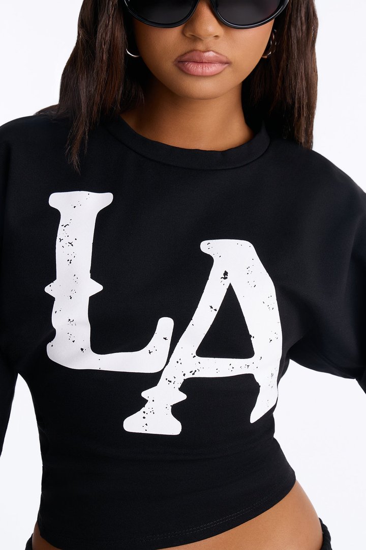 LA Urban Style Cinched Waist Tee - Black