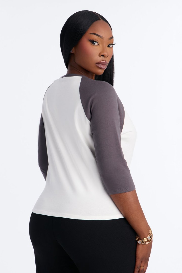 Bronx City Girl 3/4 Sleeve Raglan Tee - White/combo