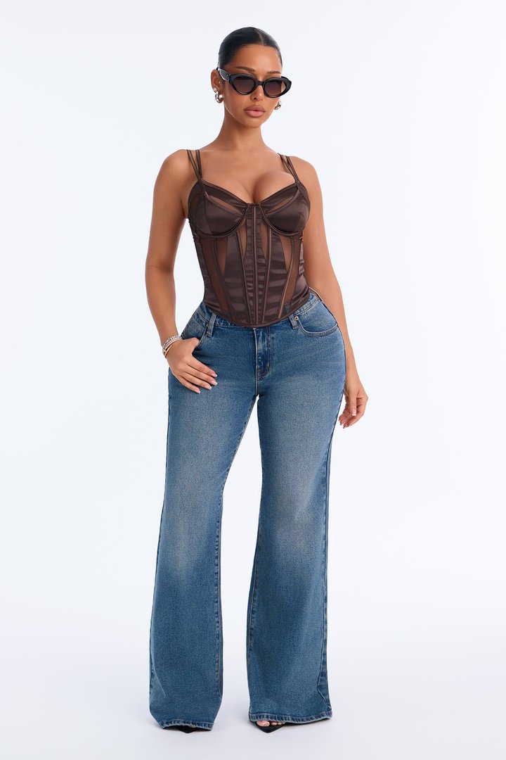 Saturday Sinner Corset Top - Dark Brown