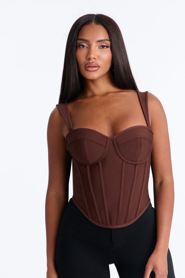 Cece Bandage Corset Top - Chocolate