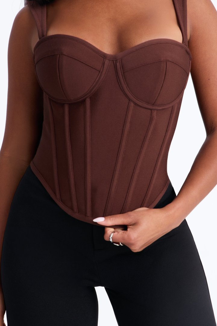 Cece Bandage Corset Top - Chocolate