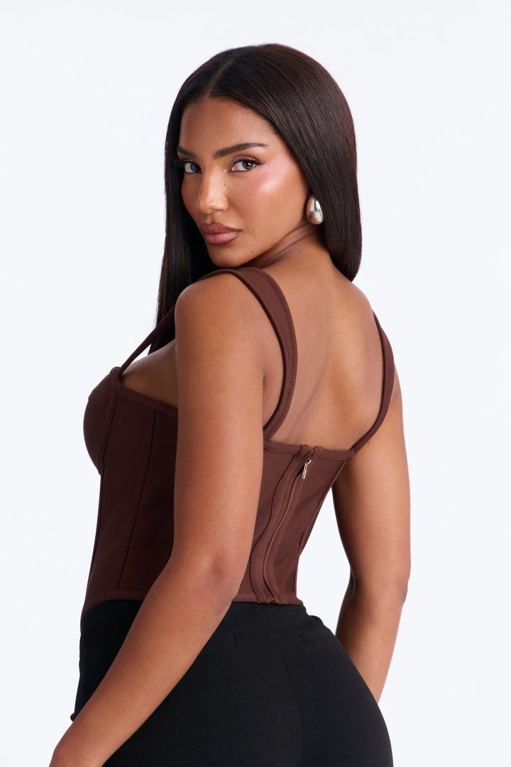 Cece Bandage Corset Top - Chocolate