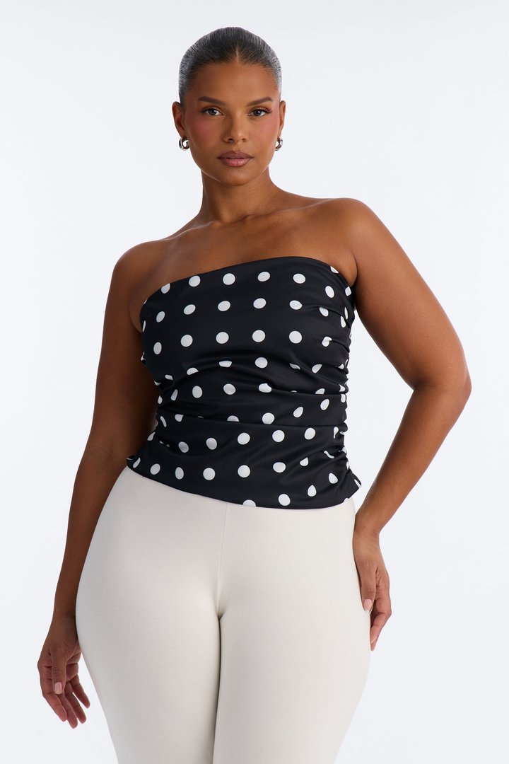 Dots Before Drama Smocked Tube Top - Black/White