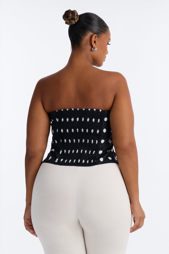 Dots Before Drama Smocked Tube Top - Black/White
