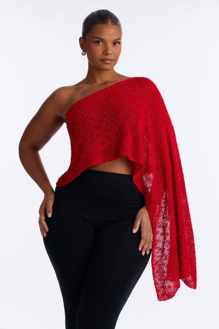 Mykonos NIghts Off Shoulder Sweater Top - Red